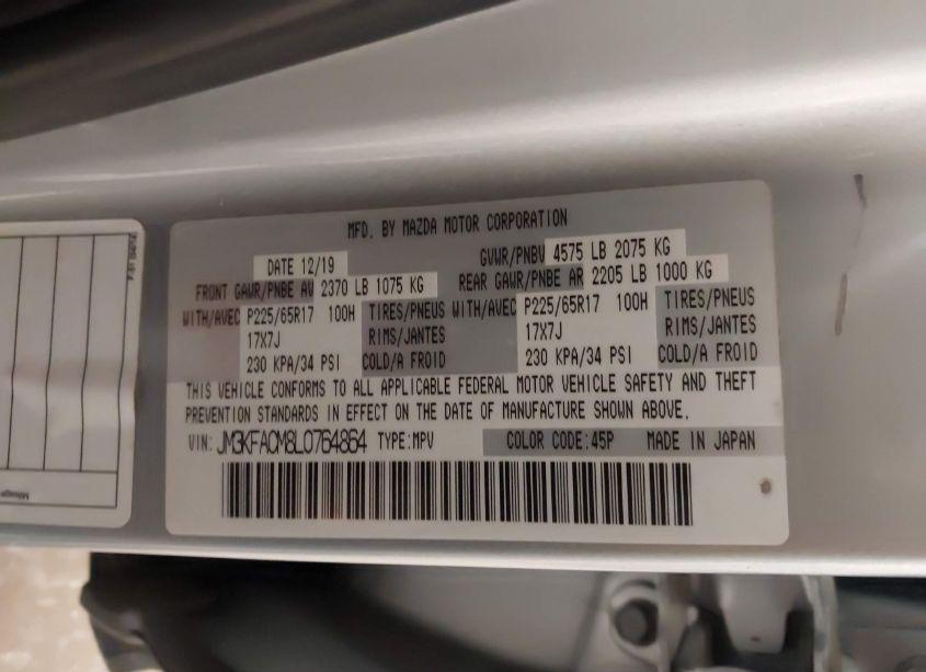 Photo 9 of 2020 Mazda Cx-5 TOURING (VIN JM3KFACM8L0764864)