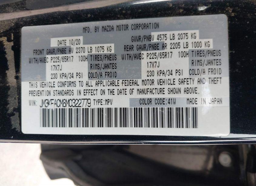 Photo 9 of 2021 Mazda Cx-5 TOURING (VIN JM3KFACM8M0322779)