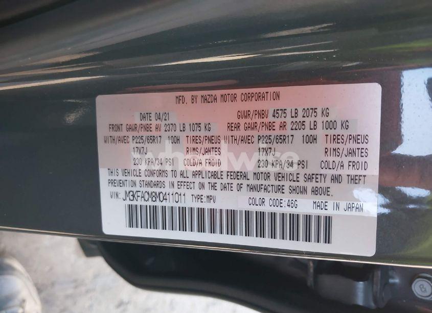 Photo 9 of 2021 Mazda Cx-5 TOURING (VIN JM3KFACM8M0411011)