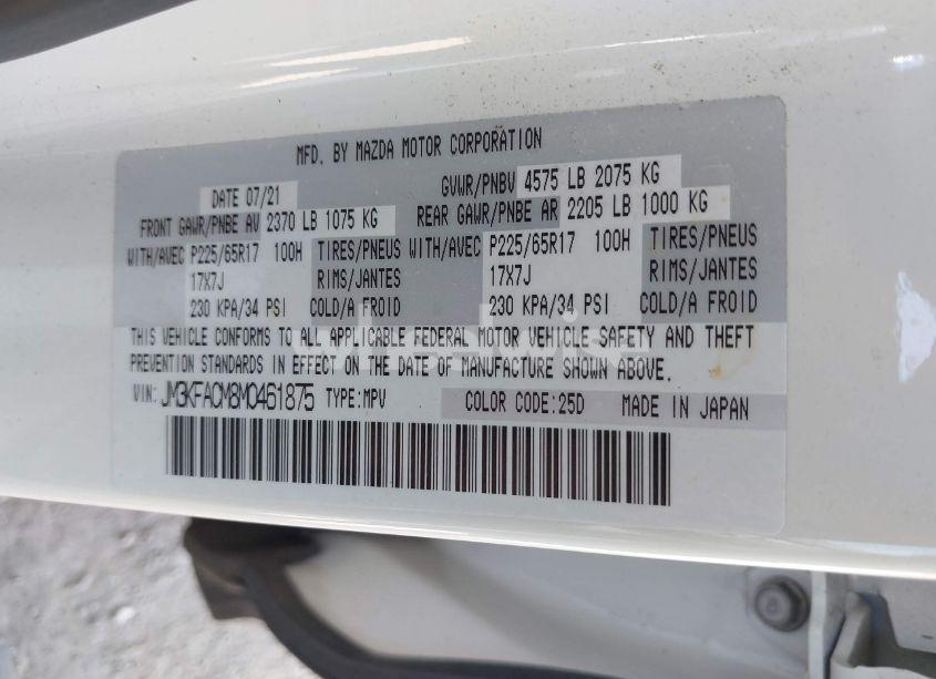 Photo 9 of 2021 Mazda Cx-5 TOURING (VIN JM3KFACM8M0461875)