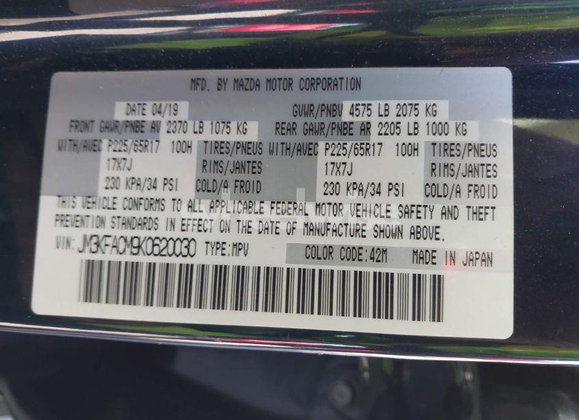 Photo 9 of 2019 Mazda Cx-5 TOURING (VIN JM3KFACM9K0620030)