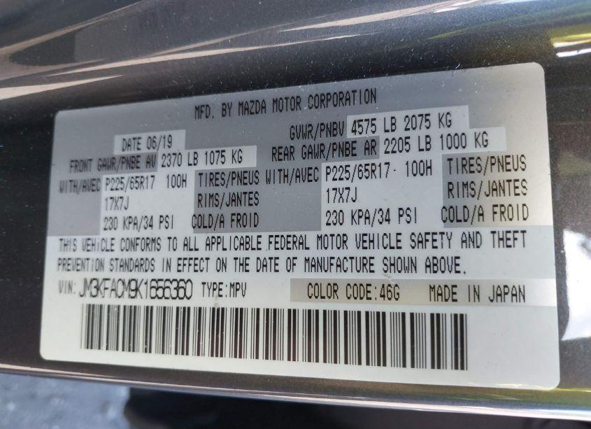 Photo 9 of 2019 Mazda Cx-5 TOURING (VIN JM3KFACM9K1656360)