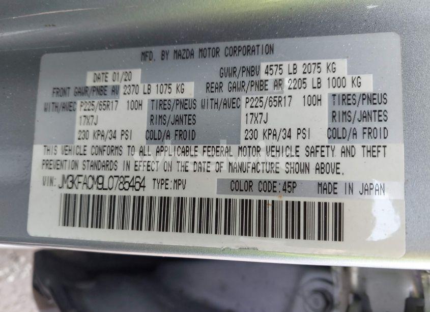 Photo 9 of 2020 Mazda Cx-5 TOURING (VIN JM3KFACM9L0785464)