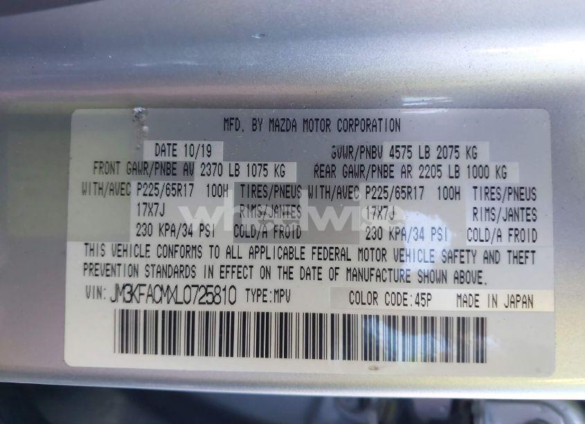 Photo 9 of 2020 Mazda Cx-5 TOURING (VIN JM3KFACMXL0725810)