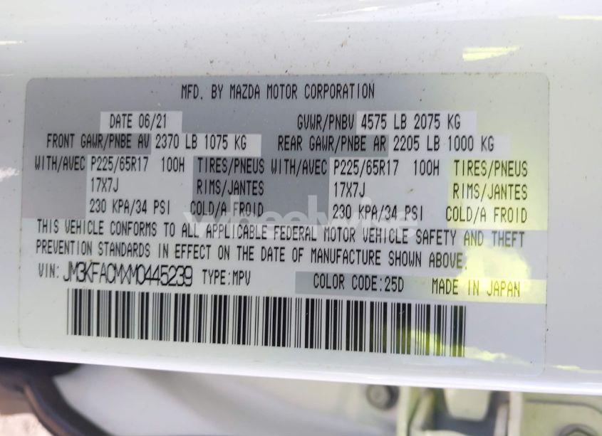 Photo 9 of 2021 Mazda Cx-5 TOURING (VIN JM3KFACMXM0445239)