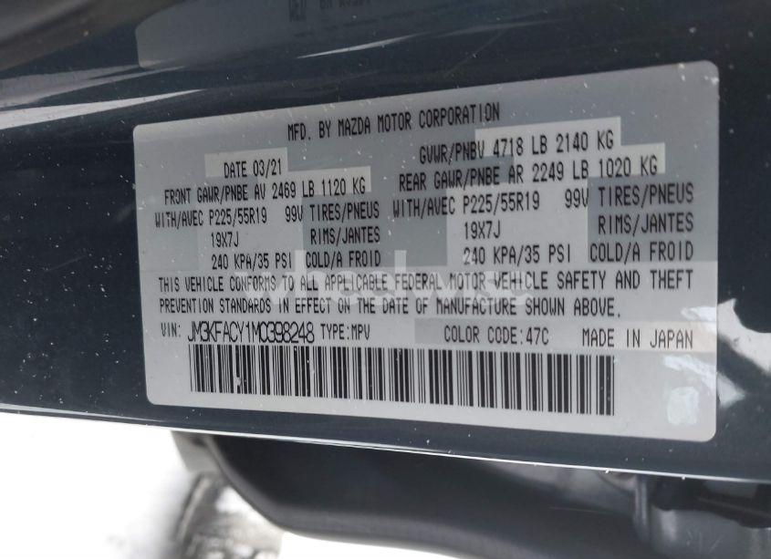 Photo 9 of 2021 Mazda Cx-5 CARBON EDITION TURBO (VIN JM3KFACY1M0398248)