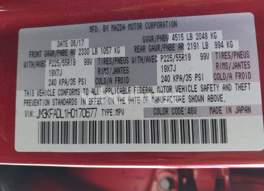 Photo 9 of 2017 Mazda Cx-5 GRAND TOURING (VIN JM3KFADL1H0170677)