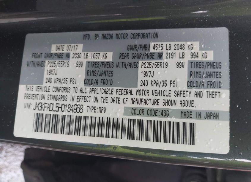 Photo 9 of 2017 Mazda Cx-5 GRAND SELECT (VIN JM3KFADL5H0184968)