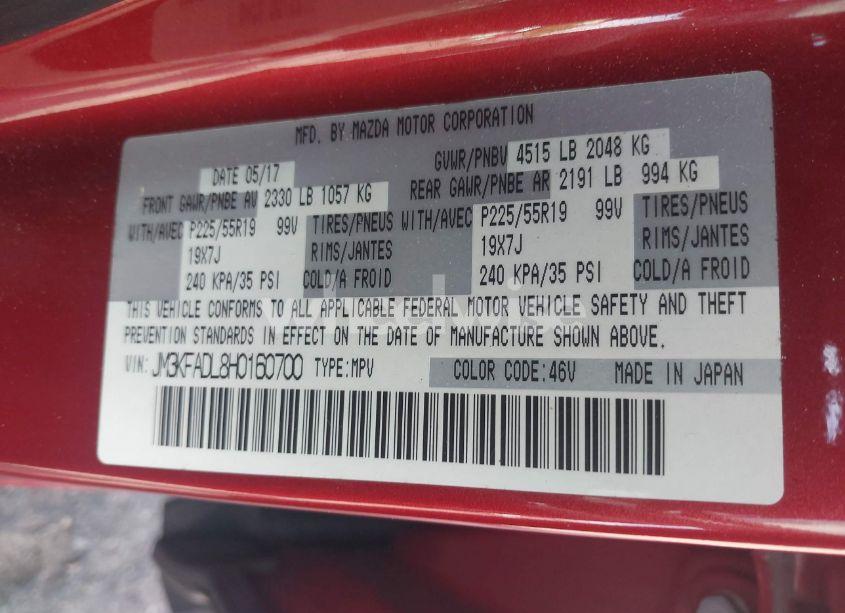 Photo 9 of 2017 Mazda Cx-5 GRAND TOURING (VIN JM3KFADL8H0160700)