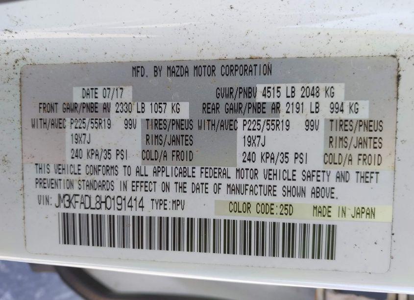 Photo 9 of 2017 Mazda Cx-5 GRAND TOURING (VIN JM3KFADL8H0191414)