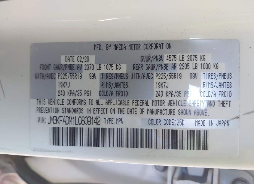 Photo 9 of 2020 Mazda Cx-5 GRAND TOURING (VIN JM3KFADM1L0809142)