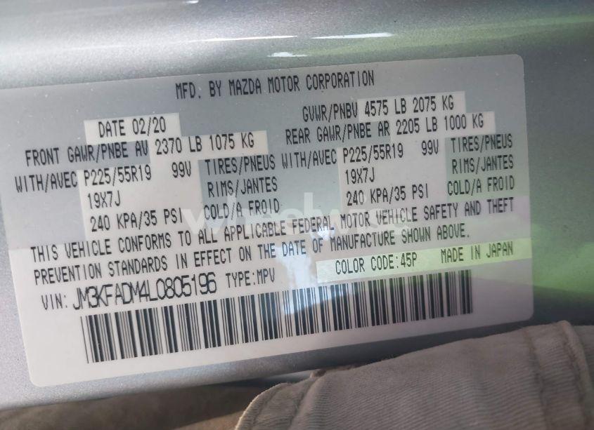 Photo 9 of 2020 Mazda Cx-5 GRAND TOURING (VIN JM3KFADM4L0805196)