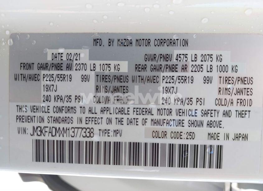 Photo 9 of 2021 Mazda Cx-5 GRAND TOURING (VIN JM3KFADMXM1377338)