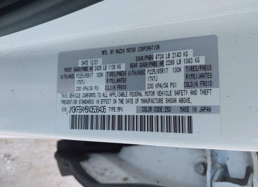 Photo 9 of 2022 Mazda Cx-5 2.5 S (VIN JM3KFBAM5N0538406)