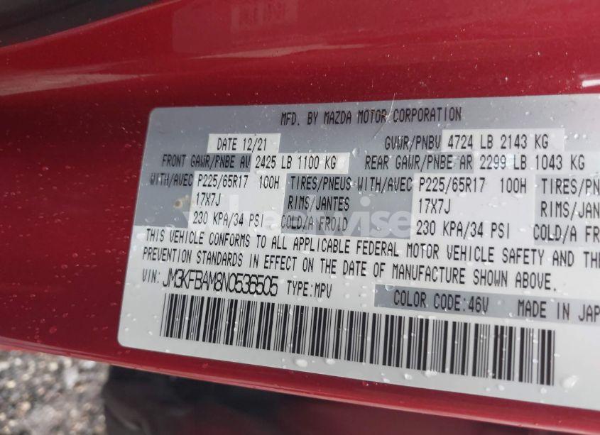 Photo 9 of 2022 Mazda Cx-5 2.5 S (VIN JM3KFBAM8N0536505)