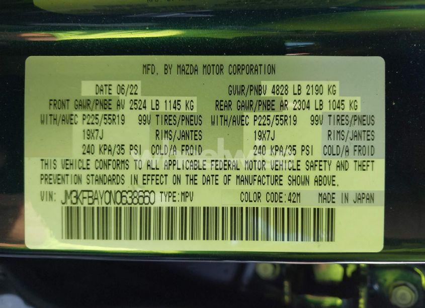 Photo 9 of 2022 Mazda Cx-5 2.5 TURBO (VIN JM3KFBAY0N0638660)