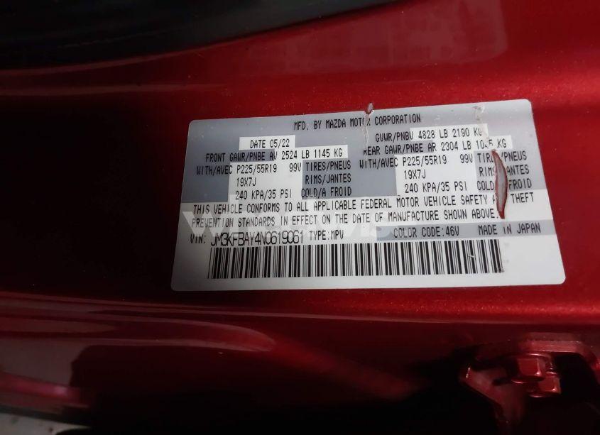 Photo 9 of 2022 Mazda Cx-5 2.5 TURBO (VIN JM3KFBAY4N0619061)