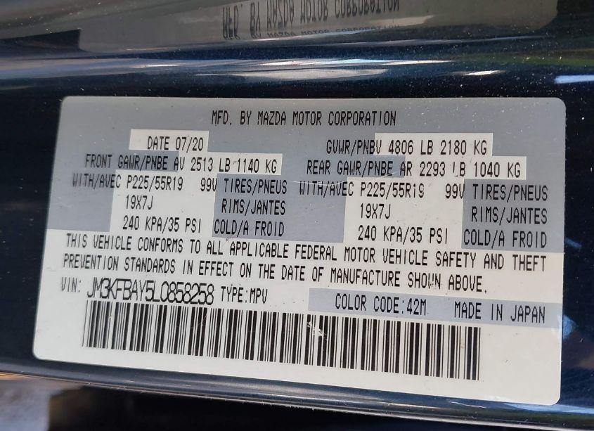 Photo 9 of 2020 Mazda Cx-5 GRAND TOURING RESERVE (VIN JM3KFBAY5L0858258)