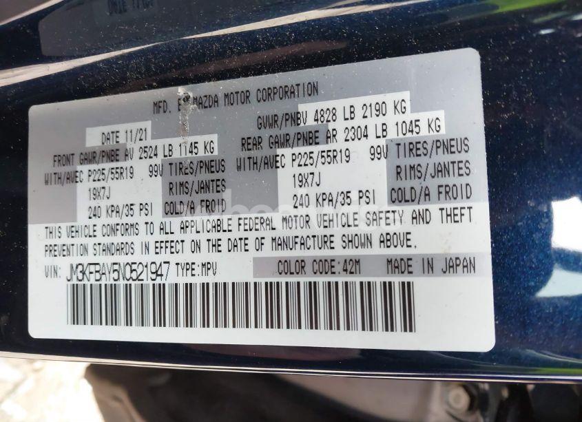 Photo 9 of 2022 Mazda Cx-5 2.5 TURBO (VIN JM3KFBAY5N0521947)