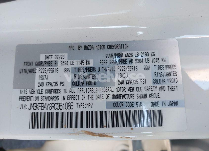 Photo 9 of 2024 Mazda Cx-5 2.5 CARBON TURBO (VIN JM3KFBAY8R0351086)