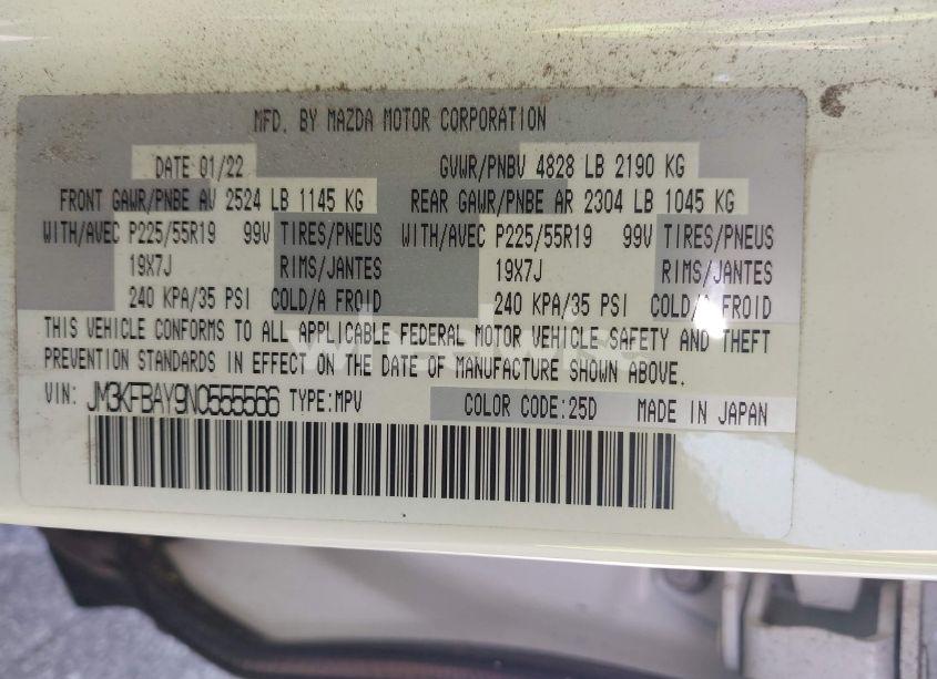 Photo 9 of 2022 Mazda Cx-5 2.5 TURBO (VIN JM3KFBAY9N0555566)