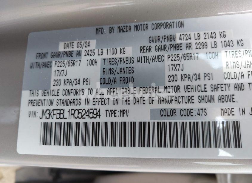 Photo 9 of 2024 Mazda Cx-5 2.5 S SELECT (VIN JM3KFBBL1R0524594)