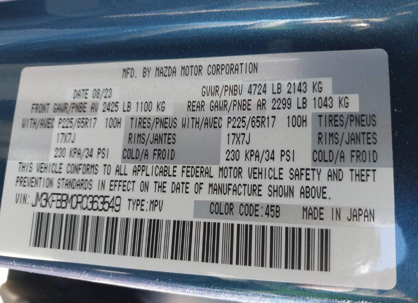 Photo 9 of 2024 Mazda Cx-5 2.5 S SELECT (VIN JM3KFBBM0R0363549)