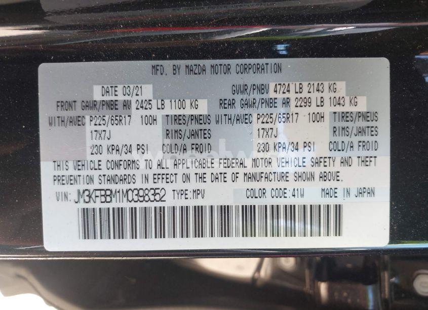 Photo 9 of 2021 Mazda Cx-5 SPORT (VIN JM3KFBBM1M0398352)