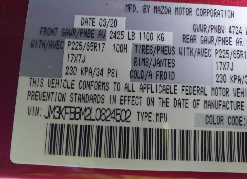 Photo 9 of 2020 Mazda Cx-5 SPORT (VIN JM3KFBBM2L0824502)