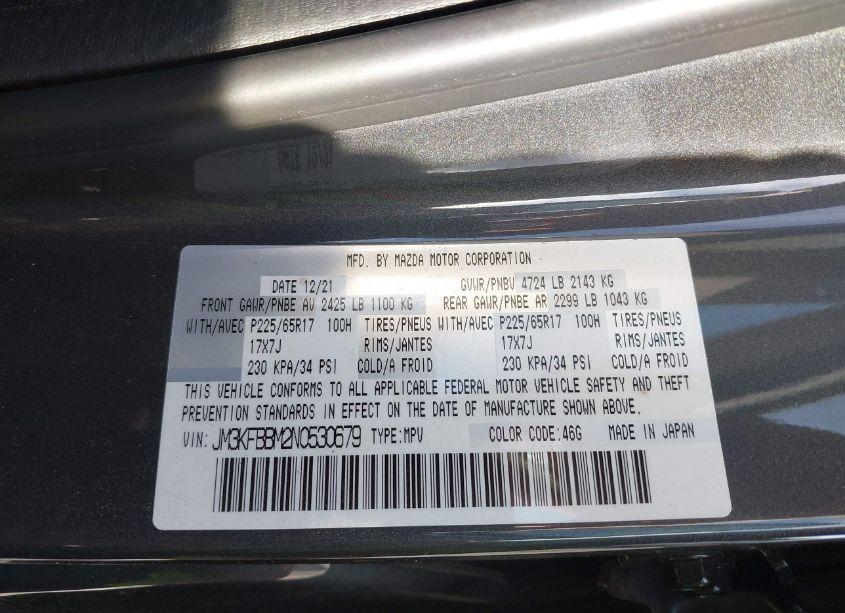 Photo 9 of 2022 Mazda Cx-5 2.5 S SELECT (VIN JM3KFBBM2N0530679)