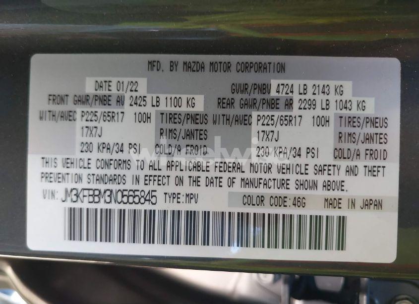 Photo 9 of 2022 Mazda Cx-5 2.5 S SELECT (VIN JM3KFBBM3N0565845)