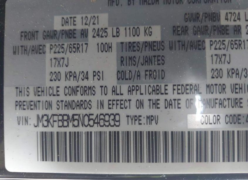 Photo 9 of 2022 Mazda Cx-5 2.5 S SELECT (VIN JM3KFBBM5N0546939)