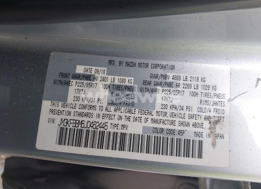 Photo 9 of 2018 Mazda Cx-5 SPORT (VIN JM3KFBBM6J0462445)