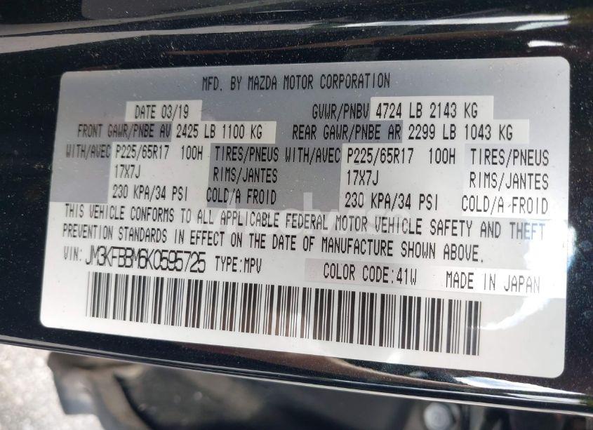 Photo 9 of 2019 Mazda Cx-5 SPORT (VIN JM3KFBBM6K0595725)