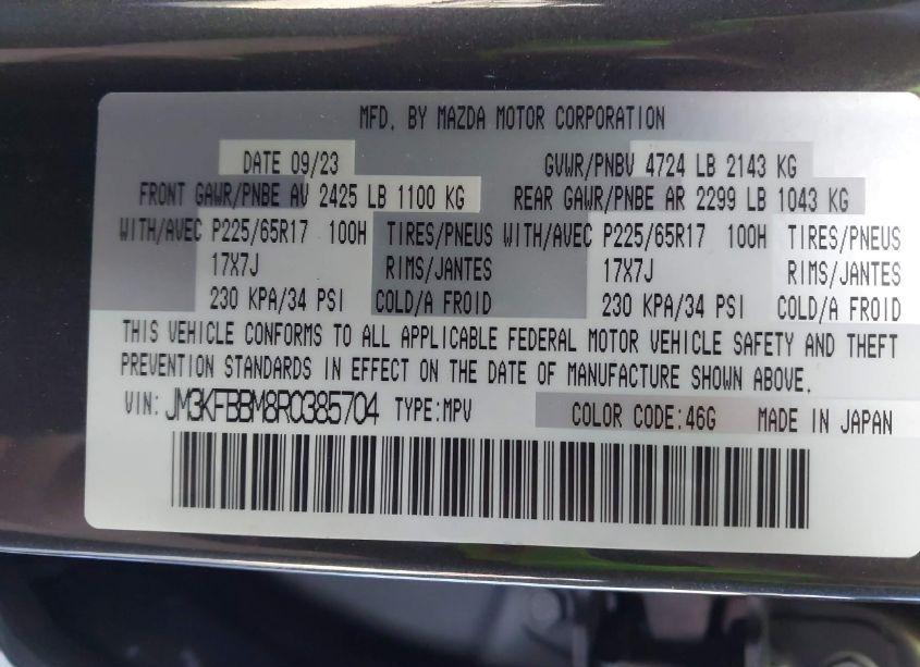 Photo 9 of 2024 Mazda Cx-5 2.5 S SELECT (VIN JM3KFBBM8R0385704)