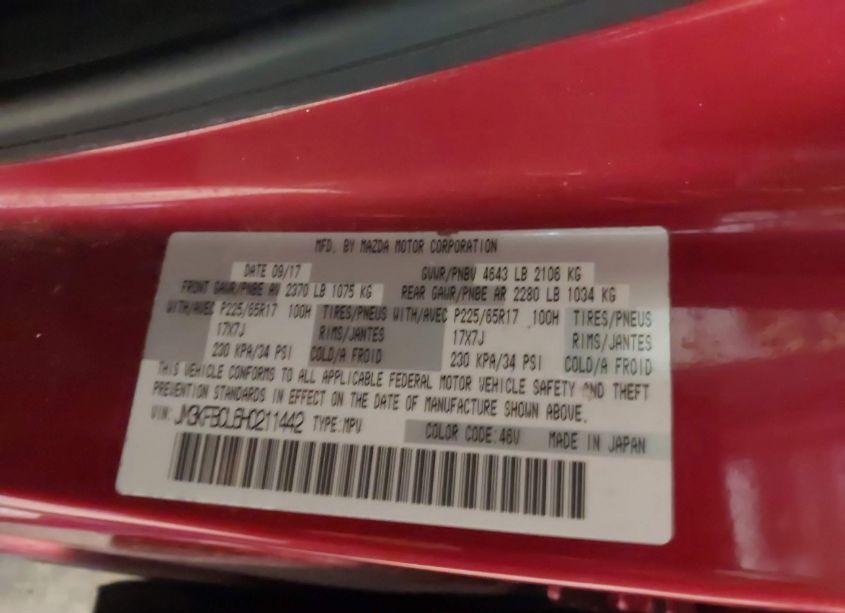 Photo 9 of 2017 Mazda Cx-5 TOURING (VIN JM3KFBCL6H0211442)