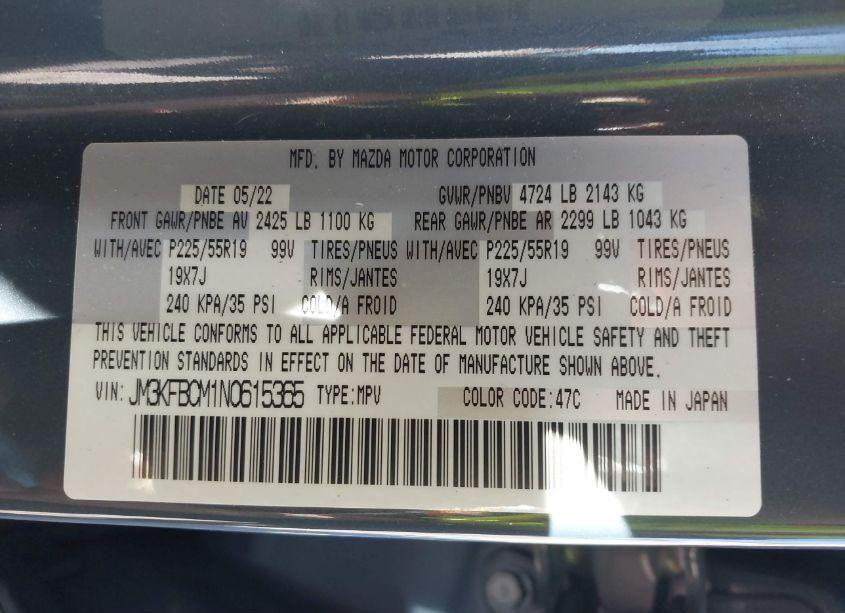 Photo 9 of 2022 Mazda Cx-5 2.5 S CARBON EDITION (VIN JM3KFBCM1N0615365)