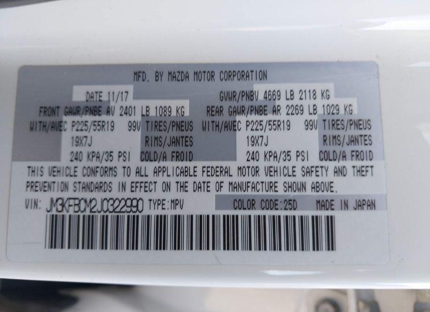Photo 9 of 2018 Mazda Cx-5 TOURING (VIN JM3KFBCM2J0322990)