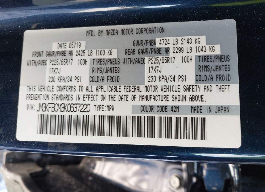 Photo 9 of 2019 Mazda Cx-5 TOURING (VIN JM3KFBCM3K0637220)