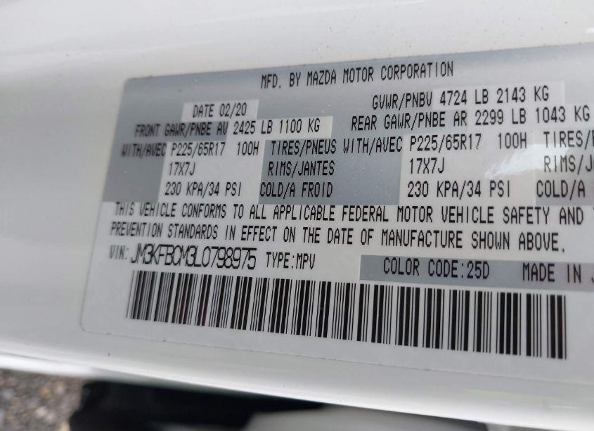 Photo 9 of 2020 Mazda Cx-5 TOURING (VIN JM3KFBCM3L0798975)