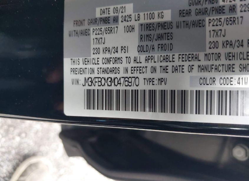 Photo 9 of 2021 Mazda Cx-5 TOURING (VIN JM3KFBCM3M0476970)