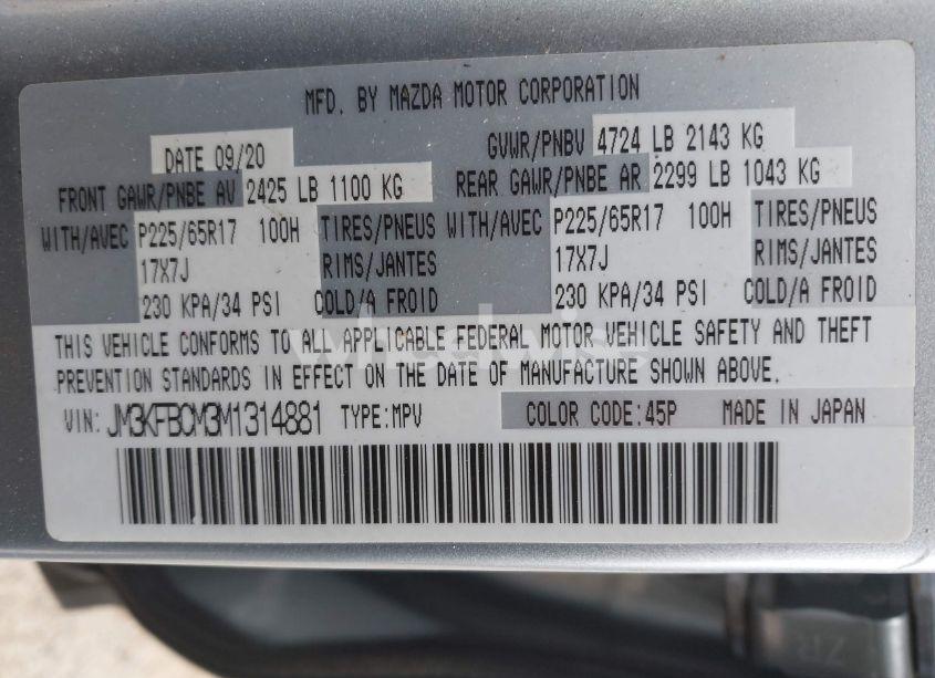 Photo 9 of 2021 Mazda Cx-5 TOURING (VIN JM3KFBCM3M1314881)