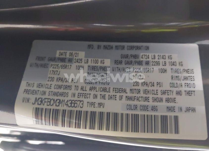 Photo 9 of 2021 Mazda Cx-5 TOURING (VIN JM3KFBCM3M1436673)