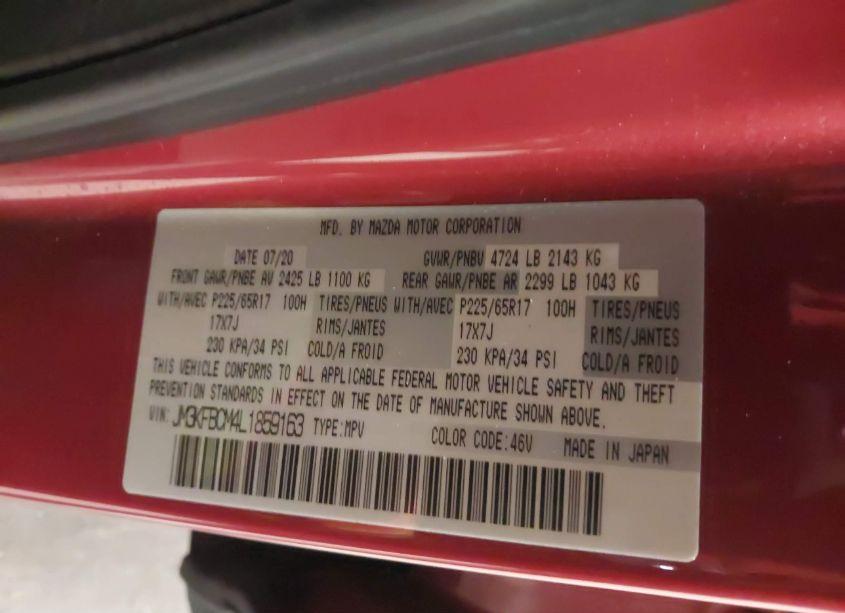 Photo 9 of 2020 Mazda Cx-5 TOURING (VIN JM3KFBCM4L1859163)