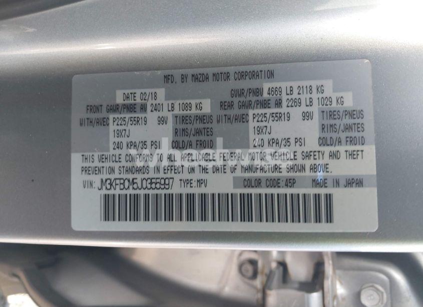 Photo 9 of 2018 Mazda Cx-5 TOURING (VIN JM3KFBCM5J0355997)