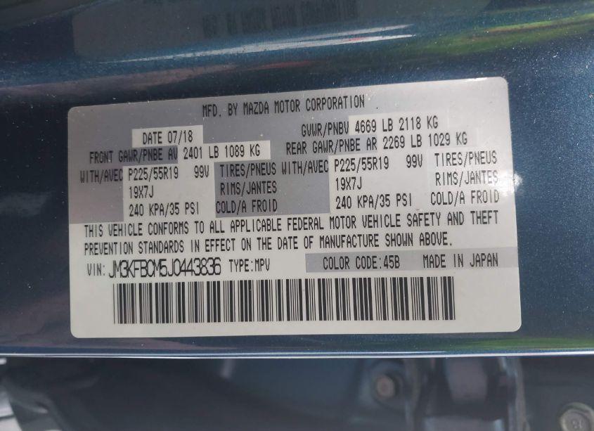 Photo 9 of 2018 Mazda Cx-5 TOURING (VIN JM3KFBCM5J0443836)