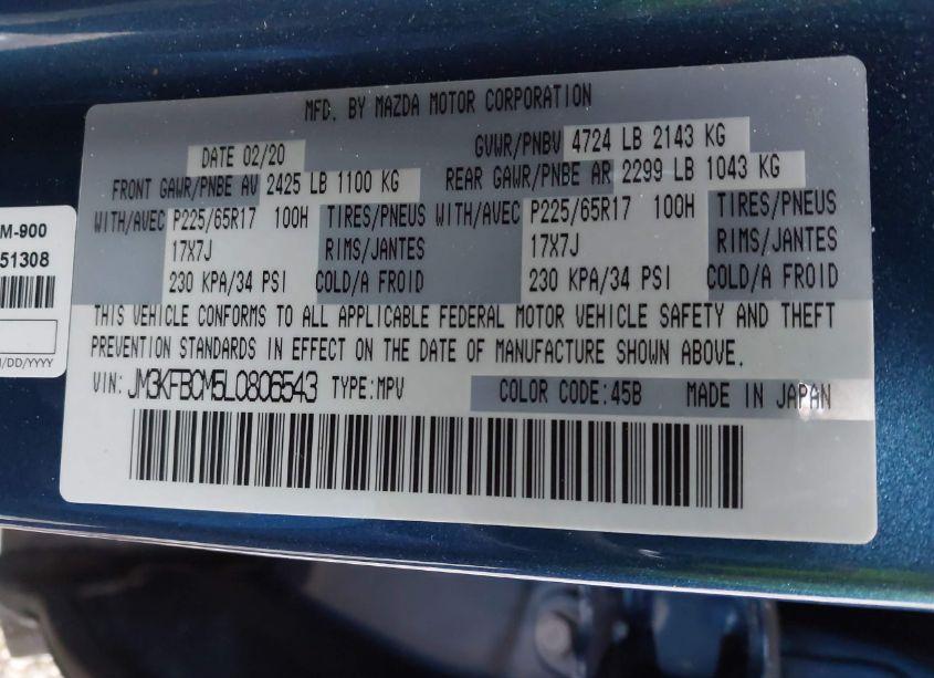 Photo 9 of 2020 Mazda Cx-5 TOURING (VIN JM3KFBCM5L0806543)