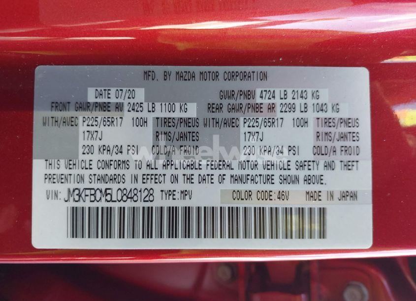 Photo 9 of 2020 Mazda Cx-5 TOURING (VIN JM3KFBCM5L0848128)