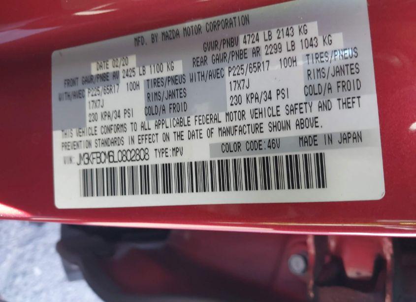 Photo 9 of 2020 Mazda Cx-5 TOURING (VIN JM3KFBCM6L0802808)