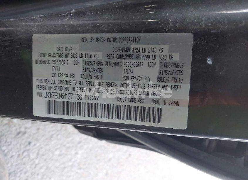 Photo 9 of 2021 Mazda Cx-5 TOURING (VIN JM3KFBCM6M1371138)